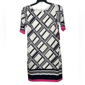Vince Camuto Geometric print sheath dress with short sleeves sz 8